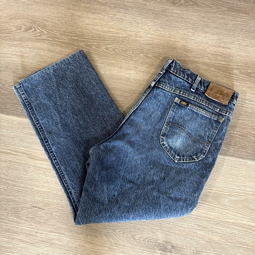 Vintage Lee Classic Fit Straight Leg USA Union Made Blue Denim Jeans Size 40x30